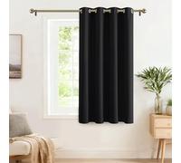 PONY DANCE Tenda Corta Oscurante Termica Isolante per Interni | per Camera da Letto Moderne, Cucina, per Finestre Piccole, con Anelli, Blackout, Privacy, 1 Pezzo L 132 x A 137 CM, Nero