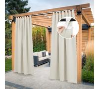 PONY DANCE Tenda da Sole per Esterno Tende per Gazebo con Passanti Adesivi 2 Pezzi 132x213 CM Tende da Esterno Impermeabile Tenda Oscurante Tenda Gazebo Idrorepellente, Beige Chiaro