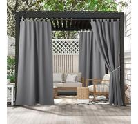 PONY DANCE Tenda Esterno Impermeabile Tende da Esterno Antiscolorimento per Gazebo con Passanti Curtains Oscuranti per Balconi e Terrazzo 2 Pezzi L 132 x A 213 cm, Grigio