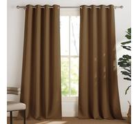 PONY DANCE Tenda Oscurante da Interno Tende Termiche Isolanti per Interni con Occhielli Curtains Camera da Letto e Soggiorno Moderne 2 Pezzi L 140 x A 240 cm, Marrone Dorato