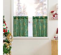 PONY DANCE Tende a Vetro per Finestra Moderne 2 Pezzi 60x60 CM Tenda Natalizie per Cucina con Tasca Tendine di Natale Trasparenti per Interni, Verde