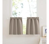 PONY DANCE Tende a Vetro per Finestra Tendine per Finestre con Tasca 2 Pezzi 60x90 CM Curtains Oscuranti per Interni Termiche Tende Cucina Moderna, Sabbia