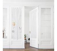 PONY DANCE Tende a Vetro per Porta Finestra - 2 Pezzi L 60 X A 240 CM Tende Salotto Moderne con Passanti Tenda Bianca Semitrasparente Tende Effetto Lino Tende per Finestre