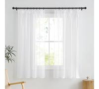 PONY DANCE Tende Bianche per Finestre Piccole Cucina Tende Trasparenti con Fettuccia Metodi di Sospensione Multipli Decora Voile Curtains Cameretta Bambini 2 Pezzi 140x145 cm