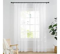 PONY DANCE Tende Bianche Soggiorno con Fettuccia Metodi di Sospensione Multipli Tende Trasparenti Decorativo per Interni Voile Curtains per Salotto 2 Pannelli 140x200 cm