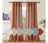 PONY DANCE Tende Camera da Letto Moderna Lino 200g/m² Semitrasparenti Tende per Salotto Eleganti Linen Curtains Soggiorno con Anelli 2 Pezzi L 140 x A 245 CM, Marrone Rossastro