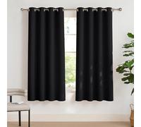 PONY DANCE Tende Camera da Letto Oscuranti Isolanti Termiche da Interno | per Cucina, con Anelli, per Finestre Piccole, per Cameretta Bambini, Privacy, 2 Pezzi L 132 x A 180 CM, Nero