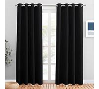 PONY DANCE Tende Camera da Letto Oscuranti Isolanti Termiche da Interno | per Soggiorno, Blackout, con Anelli, per Finestre, Privacy, Anti-UV, 2 Pezzi L 132 x A 225 CM, Nero