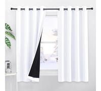 PONY DANCE Tende con occhielli, colore bianco, opache, set da 2 pezzi, con occhielli, 160 x 140 cm, a doppio strato, oscuranti, per camera da letto, non lasciano passare la luce, termiche contro il