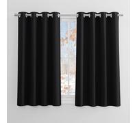 PONY DANCE Tende Corte Oscuranti Isolanti Termiche da Interno per Cucina | per Camera da Letto, per Finestre Piccole, per Interni, Blackout, Privacy, Anti-UV, 2 Pezzi L 132 x A 114 CM, Nero