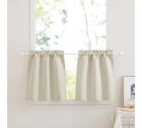 PONY DANCE Tende Cucina Porta Finestra 2 Pezzi 60x90 CM - Tendine per Finestre a Vetro con Tasca - Oscuranti per Interni Corte, Beige Chiaro