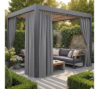 PONY DANCE Tende da Esterno Antiscolorimento per Gazebo Tenda Esterno Impermeabile con Passanti Curtains Oscuranti per Balconi e Terrazzo 4 Pezzi L 132 x A 213 cm, Grigio