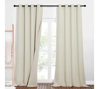PONY DANCE Tende e tende per camera da letto, insonorizzate, 2 pezzi, altezza 260 x larghezza 132 cm, a tre strati, colore beige, oscuranti contro il calore, tende oscuranti con occhielli, beige
