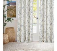 PONY DANCE Tende Lino per Interni e Soggiorno Moderne 2 Pezzi L 140 x A 260 CM Tende Camera da Letto con Anelli Curtains Semitrasparenti con Motivo Stampato, Crema