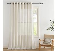 PONY DANCE Tende Lino per Interni Moderne con Anelli Filtro Luce Tende Semitrasparenti per Salotto Eleganti Curtains Camera da Letto 1 Pezzo L 300 x A 200 CM, Beige
