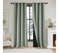 PONY DANCE Tende Oscuranti Isolanti Termiche 2 Pezzi L 140 x A 220 cm Tende Termiche Isolanti per Interni Curtains Camera da Letto Moderna con Anelli Doppio Strato, Verde Salvia
