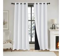 PONY DANCE Tende Oscuranti Isolanti Termiche Camera da Letto Moderna 2 Pezzi L 140 x A 210 cm Tende Termiche Isolanti per Interni Doppio Strato Curtains Termiche con Anelli, Bianco Puro