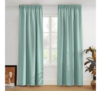 PONY DANCE Tende oscuranti per binari, opache, set da 2 pezzi, altezza 300 x larghezza 140 cm, per soggiorno con nastro arricciato, termiche contro il freddo, verde estivo