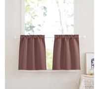 PONY DANCE Tende Oscuranti per Cucina Finestra Interni Tende a Vetro con Tasca Curtains Termiche Tendine Finestra a Vetro 2 Pezzi 60x90 CM, Rosa Selvatica