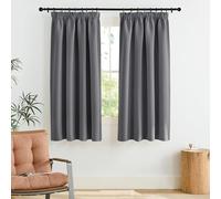 PONY DANCE Tende Oscuranti per Cucina Finestre Piccole 2 Pezzi Tenda Camera da Letto Termica Isolante con Fettuccia Metodi di Sospensione Multipli L140 x A160 cm, Grigio