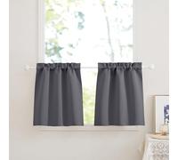 PONY DANCE Tende Oscuranti per Interni 2 Pezzi 60x90 CM Tende a Vetro per Porta Finestra Tende Termiche con Tasca Tendine Finestra a Vetro Tende Corte Tende Moderne Grigio