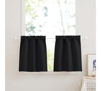 PONY DANCE Tende Oscuranti per Interni Tendine Finestra a Vetro Tende Nere con Tasca Tende Corte Tende a Vetro per Porta Finestra Tende Termiche per Salotto 2 Pezzi 60x90 CM