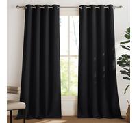 PONY DANCE Tende Oscuranti Termiche Isolanti Caldo e Freddo per Interni | per Camera da Lettoper Soggiorno, Blackout, con Anelli, per Finestre, Privacy, 2 Pezzi L 132 x A 240 CM, Nero