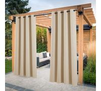 PONY DANCE Tende per esterni - Tenda oscurante termica con occhielli, isolamento termico per Pergola Patio, tendaggi, decorazione della terrazza, L 132 x H 213 cm, giallo beige, 1 paio