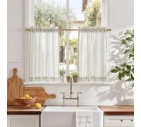 PONY DANCE Tende per Interni a Vetro Finestra Stile Fattoria Tendine per Finestre Semitrasparente a Righe Verde Salvia Ideale per Cucina e Bagno 2 Pezzi L 60 x A 60 cm