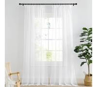 PONY DANCE Tende per Interni Moderne con Fettuccia Metodi di Sospensione Multipli per Salotto Tende Bianche Trasparenti per Soggiorno Voile Curtains 2 Pezzi 140x260 cm