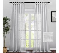 PONY DANCE Tende per Interni - Semitrasparenti Voile per Camera da Letto e Soggiorno Moderno con Anelli 2 Pezzi, 140 x 245 CM (Larghezza x Altezza), Grigio Argento