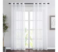 PONY DANCE Tende per soggiorno con occhielli, in voile, bianco, trasparente, set da 2 pezzi, altezza 220 x larghezza 140 cm, White Sheer Curtains for Living Room/Bedroom