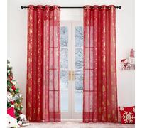 PONY DANCE Tende Rosse Natalizie 2 Pezzi 140x220 CM Tende Trasparenti