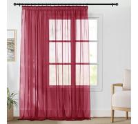 PONY DANCE Tende Rosso Camera da Letto con Fettuccia Metodi di Sospensione Multipli Voile Curtains per Salotto Moderne Tenda Trasparente da Interno 1 Pezzo 300x245 cm