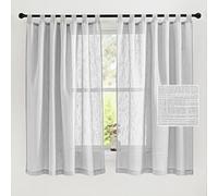 PONY DANCE Tende Semitrasparenti con Occhielli Tenda Finestra Voile per Soggiorno e Camera da Letto 2 Pannelli 140 x 160 cm (Larghezza x Altezza) Grigio Argento