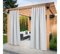 PONY DANCE Tende Termiche Isolanti con Passanti Adesivi Tende Oscuranti per Interni Blackout Curtains per Esterno Impermeabile 2 Pezzi L 132 x A 274 cm, Bianco Grigiastro