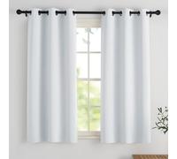 PONY DANCE Tende Termiche Isolanti per Cameretta Bambini Moderne con Anelli Curtains per Finestre Piccole Corte Tende Oscuranti 2 Pezzi L 106 x A 114 cm, Bianco Grigiastro