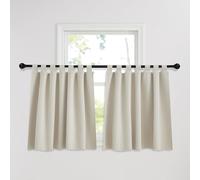 PONY DANCE Tende Termiche Isolanti per Interni 2 Pezzi 140x100 CM Tende Oscuranti Cucina Corte con Passanti Curtains Oscurante per Finestra Moderne, Beige Chiaro