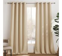 PONY DANCE Tende Termiche Isolanti per Interni con Anelli L140 x A350 cm | Oscuranti, 2 Pezzi, Beige, per Camera da Letto, Decorazione, Privacy, Anti-UV, OEKO-TEX, Eleganti, Blackout Curtains