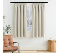 PONY DANCE Tende Termiche Isolanti per Interni con Fettuccia Metodi di Sospensione Multipli 2 Pezzi L140 x A145 cm Tenda Oscurante Curtains per Cucina Finestra, Beige Chiaro