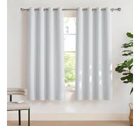 PONY DANCE Tende Termiche Isolanti per Interni e Cameretta Bambini Tenda Oscurante da Interno ad Anelli per Finestre Piccole 2 Pezzi L 140 x A 160 cm, Bianco Grigiastro