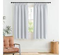 PONY DANCE Tende Termiche Isolanti Tenda Oscurante per Finestre Piccole Curtains Corte con Fettuccia Metodi di Sospensione Multipli 2 Pezzi L140 x A145 cm, Bianco Grigiastro