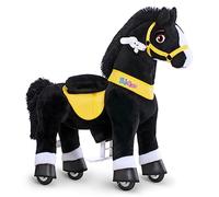 PonyCycle Essenziale Modello E Peluche Cavallo a Dondolo per Bambini Pony che Cammina Cavalli Cavalcabili con Ruote (con Freno/Taglia 3 per 3-4 Anni) Regalo Bambina Cavallo Nero- E338