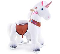 PonyCycle Ufficiale Classico Modello U Unicorno da Cavalcare Peluche Cavalcabile per Bambini(con Freno e Suono/Altezza 76 cm/Taglia 3 per Età 3-4) Unicorno Bianco Ux304