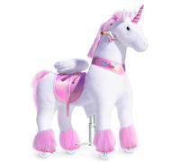 PonyCycle Ufficiale Classico Modello U Peluche Unicorno Grande che Cammina Unicorno Gigante da Cavalcare (con Freno e Suono/Altezza 108 cm/Taglia 5 per 7+ Anni) Rosa Ux502