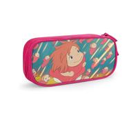 Ponyo on The Cliff Pencil Case 3D Custom Printing Large Capacity Double Zipper Pencil Bag for Office School Travel-Pink SAOE015116