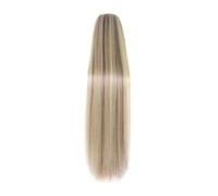 Ponytail Extension - Extension a coda di cavallo, capelli veri Remy, con coulisse, lunghezza lunga, liscia, coda di cavallo, colore marrone dorato, biondo misto (16 pollici)