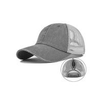 Ponytail hole baseball cap solid color cap leopard women's ponytail cap ponytail baseball cap