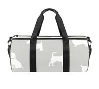 Pooch - Borsone da palestra con motivo cani grigi, borsa da viaggio, borsa da viaggio, borsa per attrezzatura da donna e uomo, Multicolore, 17.7x9x9 inches
