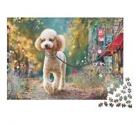 Poodle 1000 Pezzi Puzzle Divertente Decorazione Per La Casa Tan Poodle Walking on Street Jigsaw GiocattoloPuzzle Antistress Per Regali 70x50cm/1000pcs